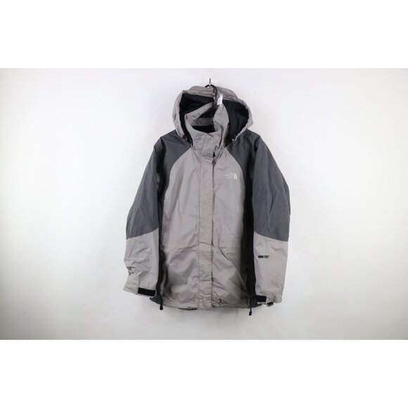 Vintage 90s The North Face Mens Medium Spell Out Goretex Hooded Rain Jacket Gray